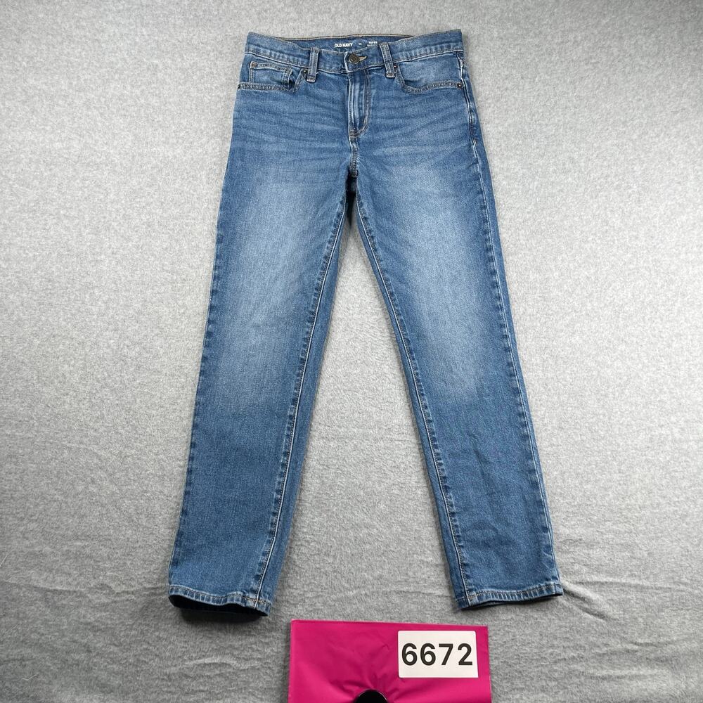 Old Navy Taper Denim Jeans Casual Blue Distressed Youth Girls Size 14